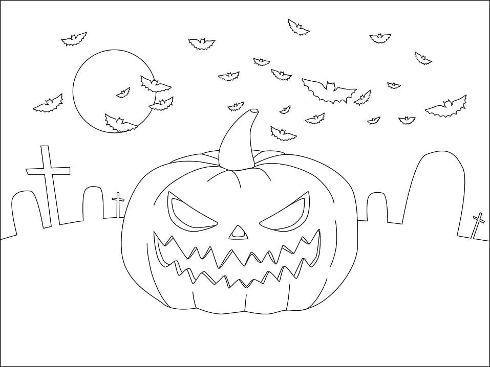 Coloriage citrouille d'halloween 9 à imprimer Coloriage citrouille d'halloween 9
