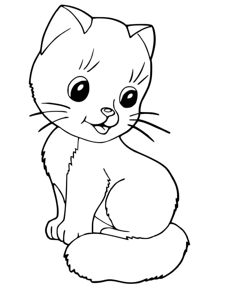 Coloriage chaton heureux 3 à imprimer Coloriage chaton heureux 3